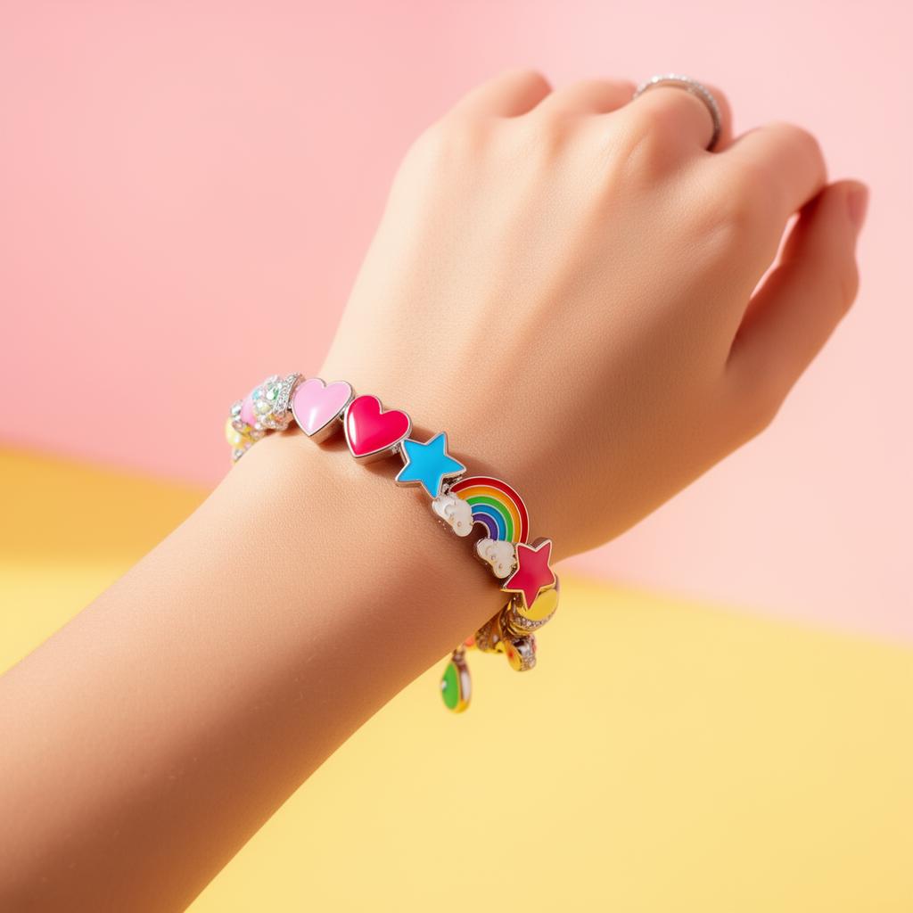Pulseira em amarelo e rosa